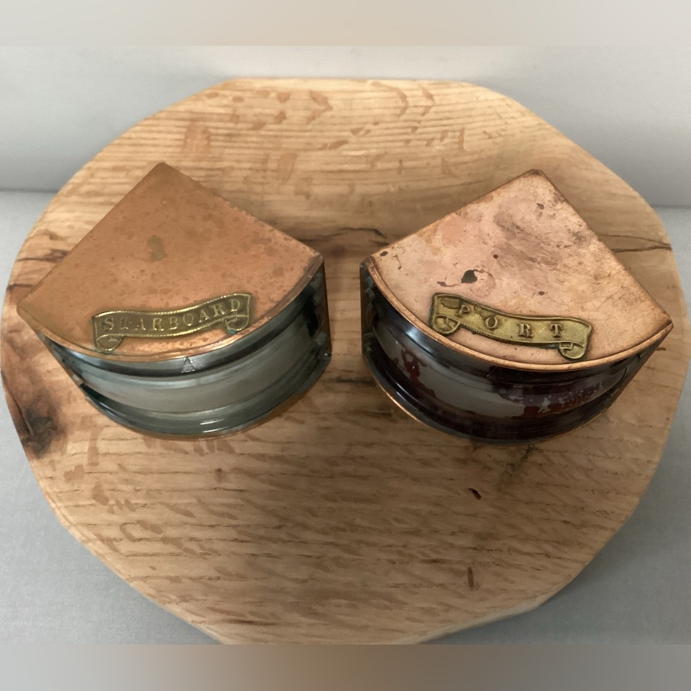 🟠 Vintage - Antique ? Copper Brass & Glass Crafted Nautical Boat Lanterns Rare - Picture 2 of 16